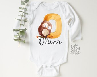 O Is For Owl , Personalised , Newborn Personalised Bodysuit, Personalised Newborn Gift, Personalised New Baby Gift, Baby Shower