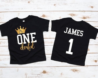 One Personalised Boys 1st Birthday T-Shirt, 1st Birthday Gift, First Birthday Tee, Name And Number 1 On Back Of Shirt, Cake Smash Outfit