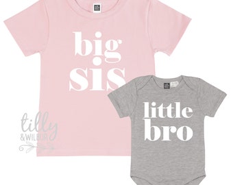 Big Sis Little Bro Set, Matching Sister Brother Outfits, Matchy Matchy Sibling T-Shirts, Big Sister Shirt, Little Brother Bodysuit, Newborn