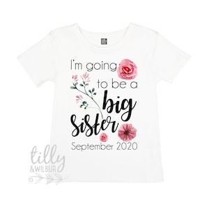 Camiseta "Vou Ser Uma Irmã Mais Velha" para Meninas, Camiseta para Anúncio de Gravidez, Anúncio de Gravidez Personalizado, Camiseta para Presente de Irmã