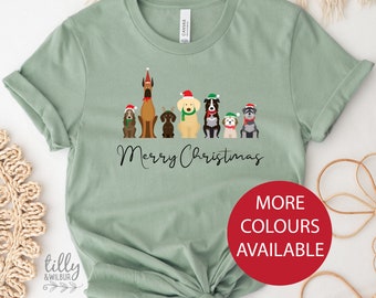 Merry Christmas Dog T-Shirt, Dog T-Shirt, Christmas Dog T-Shirt, Dog Christmas T-Shirt, Women's Dog T-Shirt, Dog Lovers T-Shirt, Dog Lover