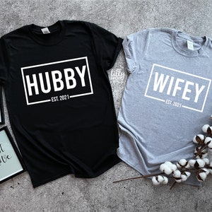 Mr And Mrs Matching T-Shirts, Hubby And Wifey Matching T-Shirts, Newlywed T-Shirts, Honeymoon T-Shirts, Wedding Gift, His and Hers Clothing