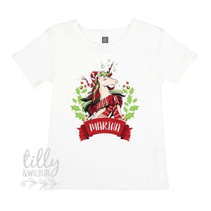 Unicorn Christmas T-Shirt For Girls, Unicorn T-Shirt For Girls, Personalised Girls Unicorn T-Shirt, Personalised Christmas Gift For Girls