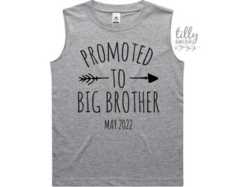 Promoted To Big Brother Singlet For Boys, Personalised Due Date, Big Brother Tank, I'm Going To Be A Big Brother, Pregnancy Announcement Tee