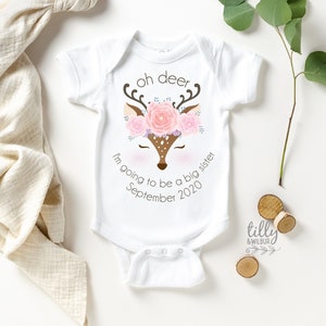 Body Oh Deer, vou ser uma irmã mais velha para meninas, anúncio de gravidez, body de irmã mais velha, presente de irmã, veado, floresta, promovido