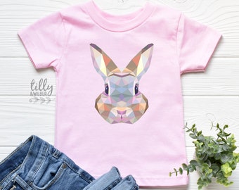 Easter T-Shirt, Geometric Rabbit Shirt, Easter T-Shirt, Easter Girl T-Shirt, Girls Easter Gift, Easter Shirt, Hip Hop Easter Clothing, Bunny