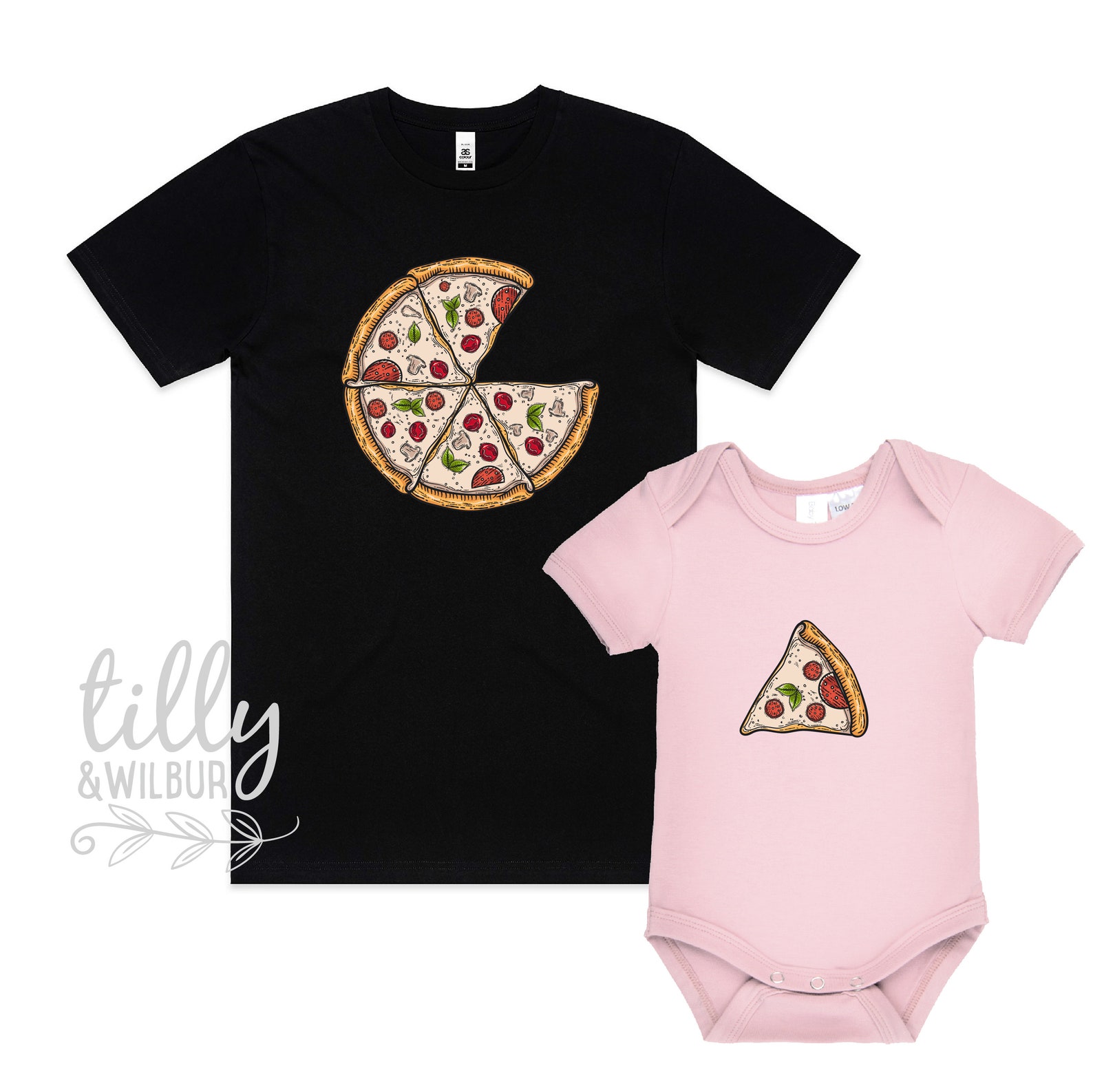Matching Pizza Slice Family TShirts Daddy And Daughter Etsy