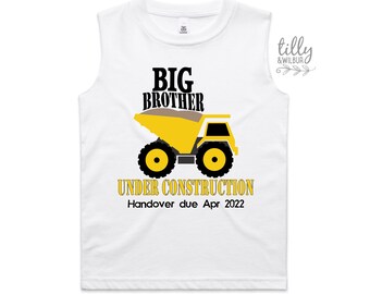 Promoted To Big Brother Singlet For Boys, Big Brother Under Construction Tank, I'm Going To Be A Big Brother Shirt, Pregnancy Announcement