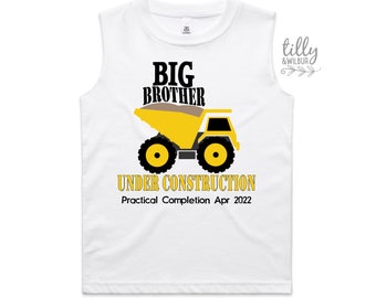 Promoted To Big Brother Singlet For Boys, Big Brother Under Construction Tank, I'm Going To Be A Big Brother Shirt, Pregnancy Announcement