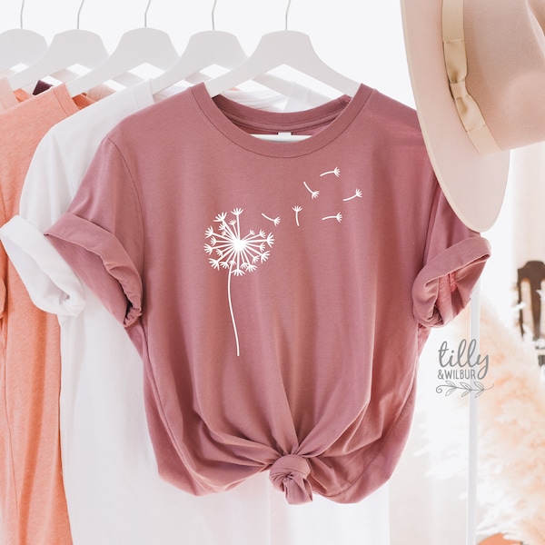 Dandelion T-Shirt – Make a Wish Graphic Tee | Nature-Inspired Women's Shirt | Dandelion Seeds Design