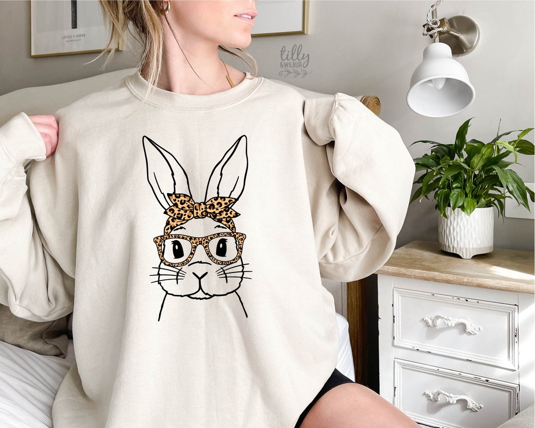 Easter Jumper Leopard Print Bow Rabbit Design Easter Bunny - Etsy Australia