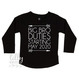 Big Brother Duties Starting On Due Date, Personalised Pregnancy Announcement Tee, Brother Gift, Promoted To Big Brother, Big Brother T-Shirt