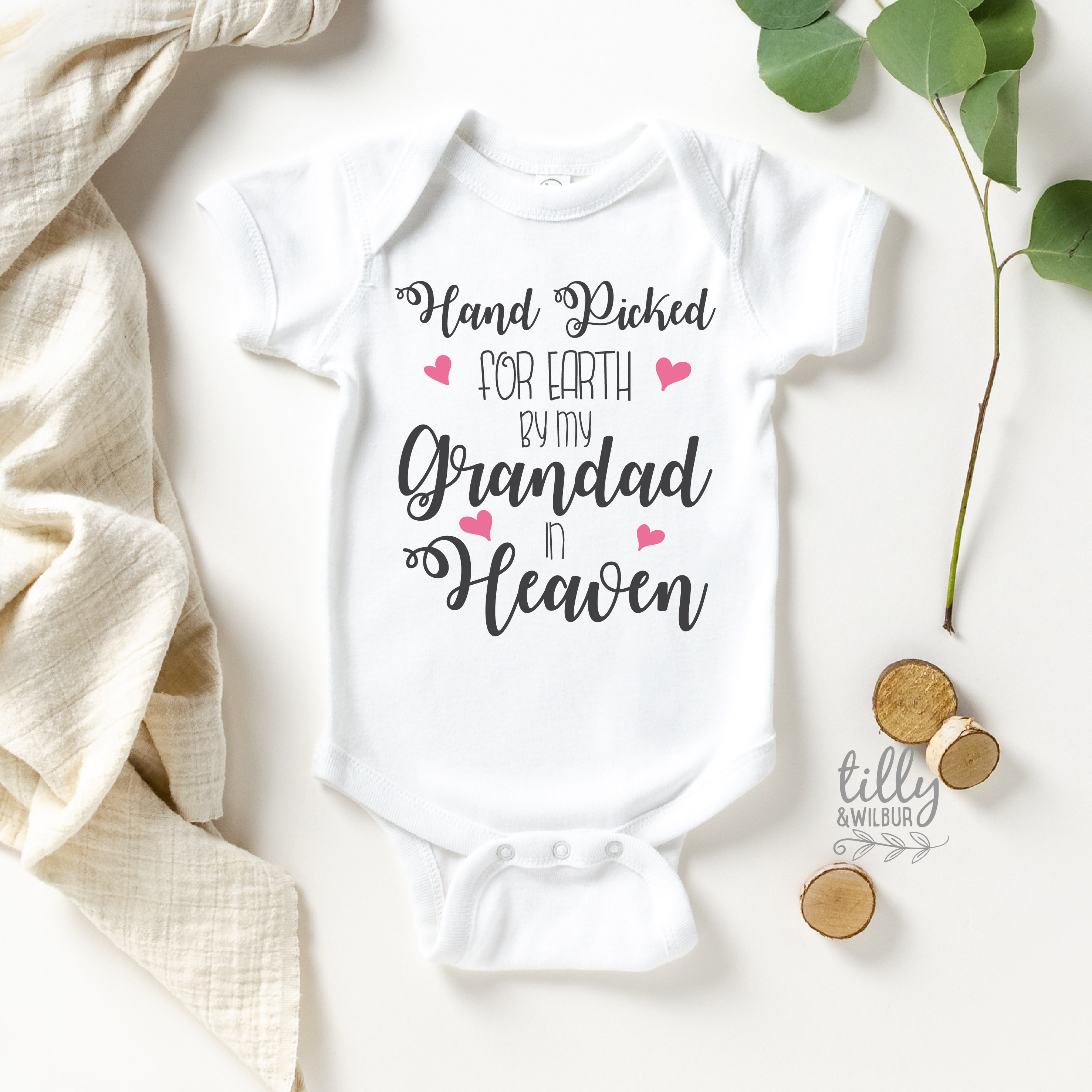 Embroidered Bodysuit Handpicked for Earth by my Siblings in Heaven Baby Shower Gift Hand Picked Bodysuit 