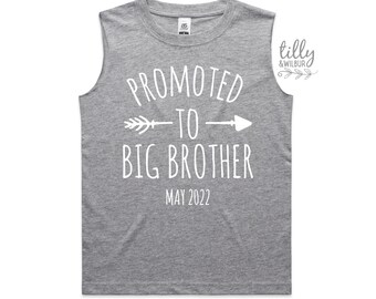 Promoted To Big Brother Singlet For Boys, Personalised Due Date, Big Brother Tank, I'm Going To Be A Big Brother, Pregnancy Announcement Tee