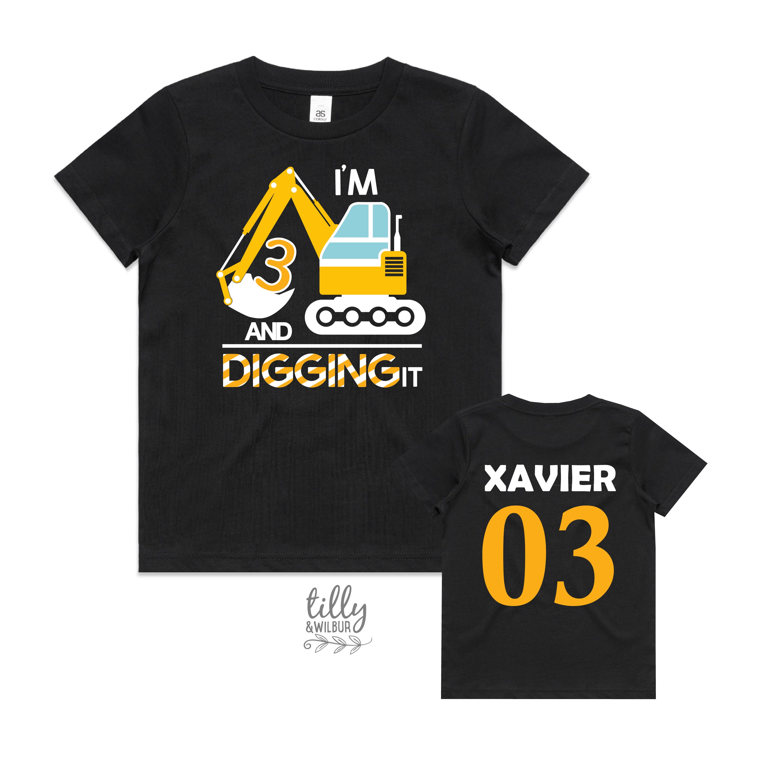 I'm 3 And Digging It, 3rd Birthday Construction Theme T-Shirt, 3rd Birthday Construction Shirt, 3rd Birthday T-Shirt, 1st Birthday Gift