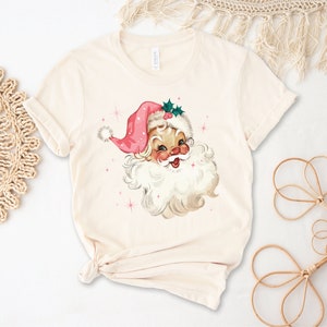 Santa T-Shirt, Retro Santa Christmas T-Shirt, Santa Christmas T-Shirt, Women&#39;s Christmas Gift, Vintage Santa T-Shirt, Retro Christmas Vibes