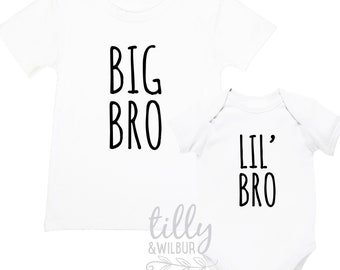 Big Bro Lil' Bro Set, Brother Set, Sibling Set, Brother Gift, Pregnancy Announcement, Newborn Gift, Big Brother Little Brother Matching Set