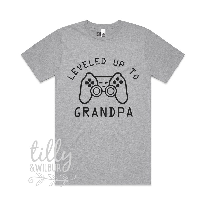 Pop 1st Grandbaby Gamer Pregnancy Announcement New Grandparent Gift Leveled Up To Grandpa Men/'s T-Shirt Pregnancy Announcement T-Shirt