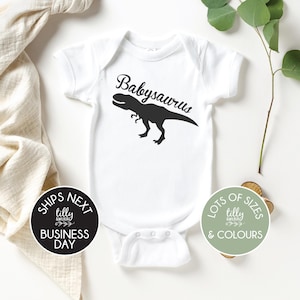 Babysaurus Bodysuit, Dinosaur Baby Gift, New Baby Gift, Baby Shower Present, Baby Girl or Boy Outfit, Cute Newborn Bodysuit, Dino Baby
