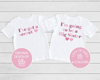 I've Got A Secret Big Sister T-Shirt, I'm Going To Be A Big Sister T-Shirt, Front And Back Design, Pregnancy Announcement, Big Sis T-Shirt