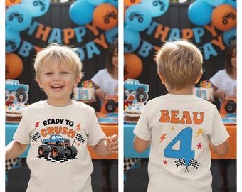 Ready To Crush T-Shirt, Custom Name And Age, More Colours, Crushing It Birthday T-Shirt, Monster Truck Theme Birthday Party