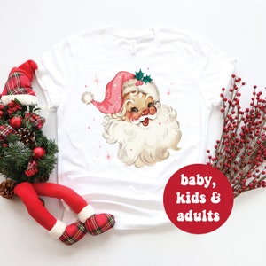 Santa T-Shirt, Retro Santa Christmas T-Shirt, Santa Christmas T-Shirts, Matching Family Christmas T-Shirts, Vintage Santa TShirt, Old School