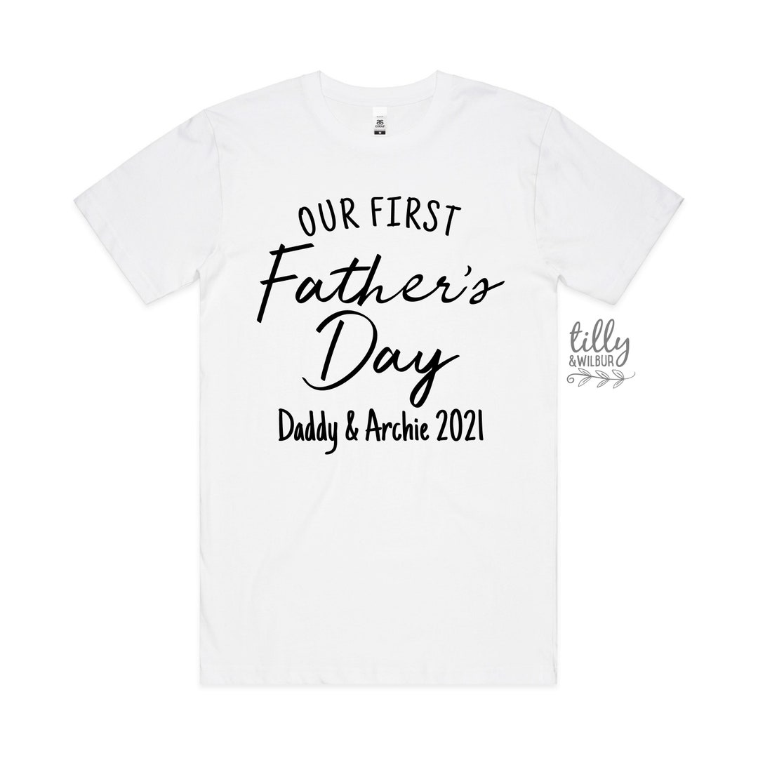 Our First Father's Day 2024 Men's Tshirt With Names, I Love You Daddy