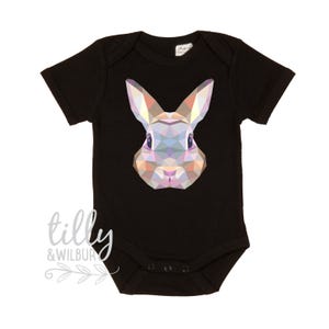 Easter Baby Bodysuit, First Easter Baby Bodysuit, Newborn Easter Gift, 1st Easter Outfit, Baby&#39;s 1st Easter, Rabbit, Geometric, Polygonal