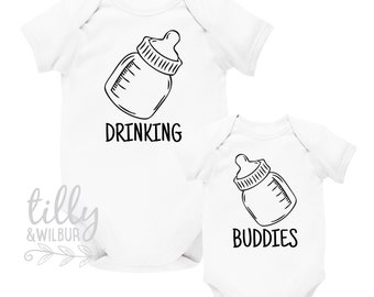 Drinking Buddies Bodysuits For Twins, Drinking Buddies Twin Bodysuits, Twin Baby Gift, Twin Baby Shower, Twin Pregnancy Announcement Gift