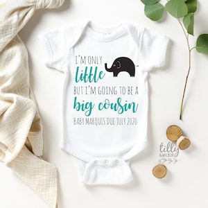 Ich bin nur klein, aber ich werde ein großer Cousin Baby Body, personalisiertes Cousin Shirt, Baby Cousin Outfit, Cousin Geschenk, Cousin Shirt