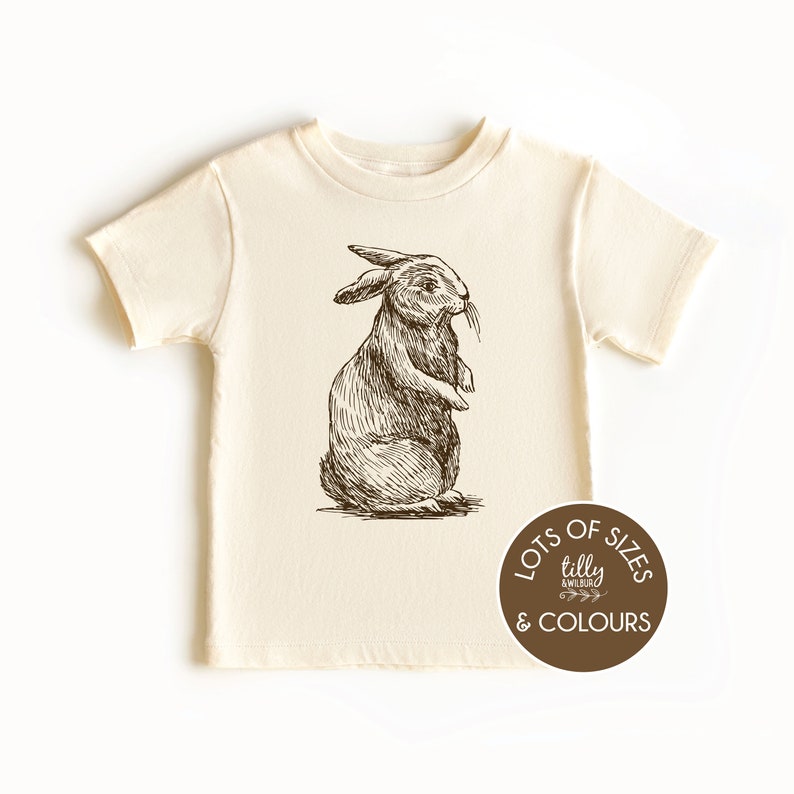 Camiseta de conejo, varios colores y tallas, ilustración vintage de conejo. imagen 2