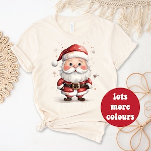 Santa T-Shirt, Cute Santa T-Shirt, Scandi Santa Claus Christmas T-Shirt, Women&#39;s Christmas Gift, Vintage Santa T-Shirt, Retro Christmas