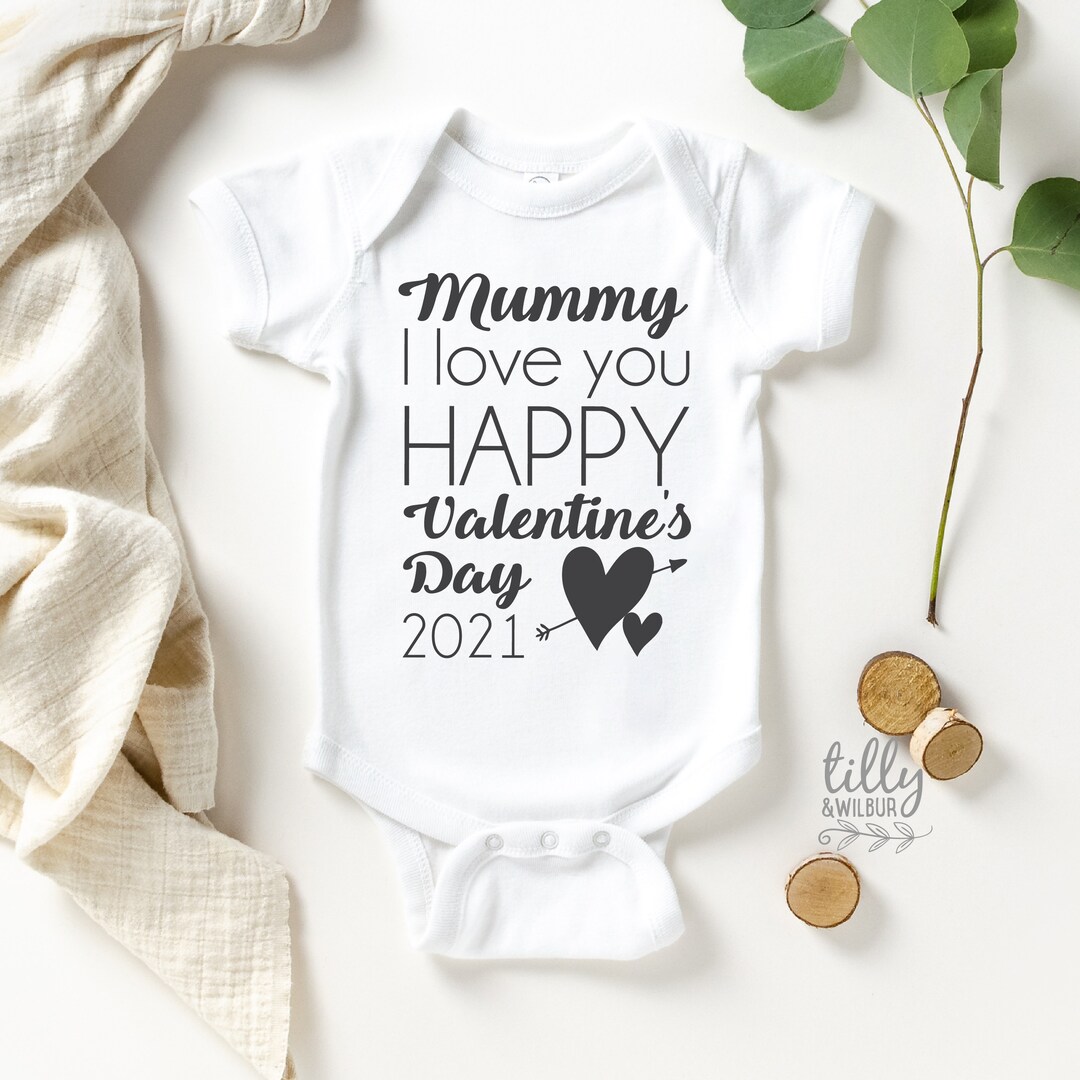 Buy Mummy I Love You Happy Valentine's Day 2025 Baby Bodysuit, Unisex Baby  Valentine's Day Outfit, First Valentines Day, I Love Mummy, Valentine