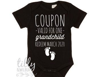 Coupon Valid For One Grandchild Redeem By Date Personalised Pregnancy Announcement Bodysuit, You're Going To Be Grandparents Announcement