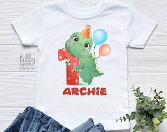 1st Birthday T-Shirt, First Birthday T-Shirt, Personalised 1st Birthday T-Shirt, 1st Birthday Gift, First Birthday Gift, Dinosaur Cake Smash