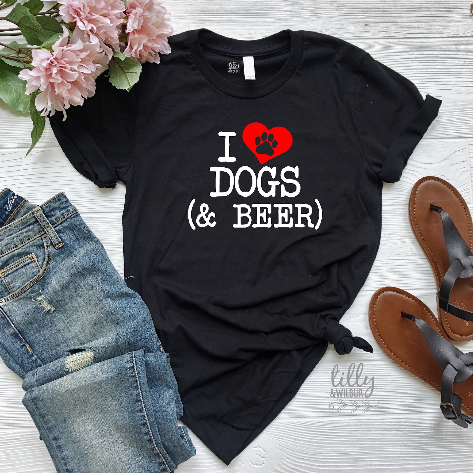 I Love Dogs & Beer Women's Tshirt Funny Tshirt I Love Etsy UK