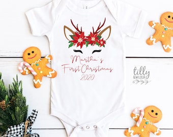 My 1st Christmas Bodysuit, My First Christmas Bodysuit, Personalised 1st Christmas Romper, Personalised New Baby's First Christmas, Newborn