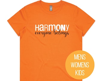 Harmony Day T-Shirt, Harmony Day - 21st March, Orange Harmony Day T-Shirt, Everyone Belongs, School T-Shirt, Babies, Kids, Womens And Mens