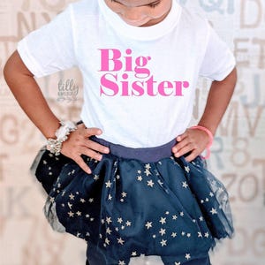 Big Sister T-Shirt, Fluro Pink Print, Big Sister Announcement, Big Sister Gift, Pregnancy Announcement Shirt, I'm Going To Be A Big Sister