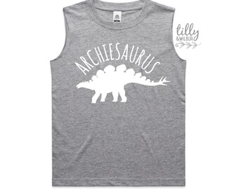 Dinosaur Tank For Boys, Stegosaurus Singlet, Dinosaur T-Shirt, Personalised Dinosaur Gift, Dinosaur Birthday Gift, Jurassic Era TShirt