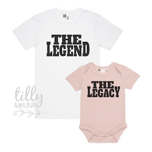 Die Legende Das Vermächtnis Vater Sohn Vater Tochter Passende Shirts, passender Vater und Baby, Vatertagsgeschenk, Neugeborenen Geschenk, neues Papa T-Shirt
