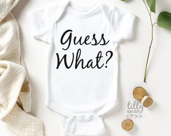 Guess What? Pregnancy Announcement Baby Bodysuit, Guess What Bodysuit, Announcement Romper, Maternity Photo Prop, Baby Reveal, Pregnant