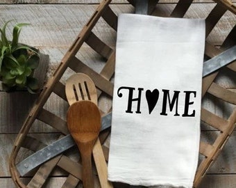 Home Flour Sack Dish Towel,  Cute Decorative Kitchen Towel, Farmhouse Tea Towel for Kitchen Decor