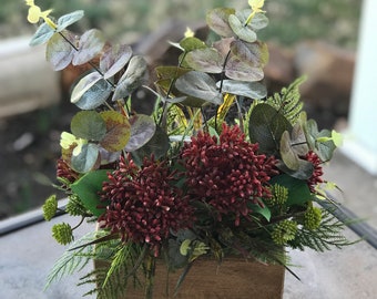 Faux Succulent Arrangement, Rustic Centerpiece, Bedroom Decor, Office Decor