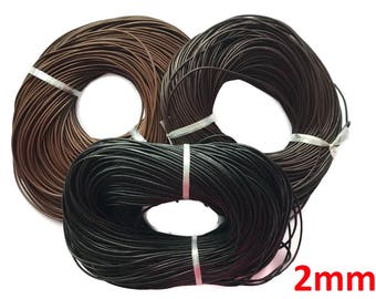 5M-100M Real Genuine Leather Thong Cord 1mm 1.5mm 2mm 3mm Black Brown Natural