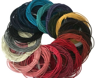 2mm Round Leather Cord, Genuine Leather - 15 COLOURS (O)