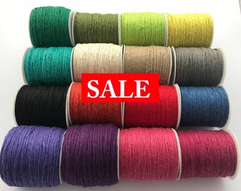 15 COLOURS PACK-  Hemp Cord, Jute Cord, Twine, Natural Cord - 2mm