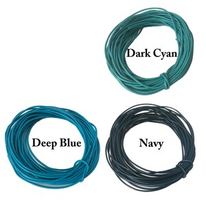 May include: Three spools of cord in different shades of blue. The spools are labeled "Dark Cyan", "Deep Blue", and "Navy".