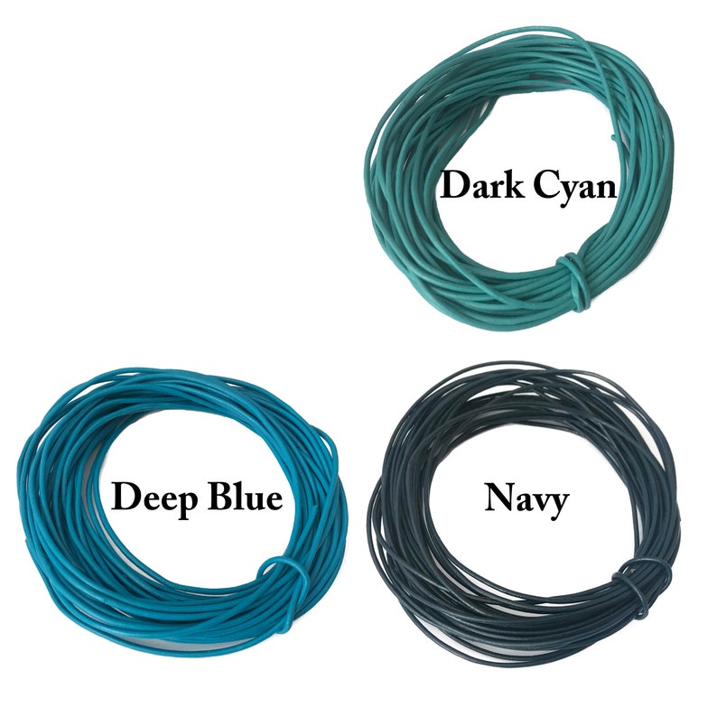 May include: Three spools of cord in different shades of blue. The spools are labeled "Dark Cyan", "Deep Blue", and "Navy".