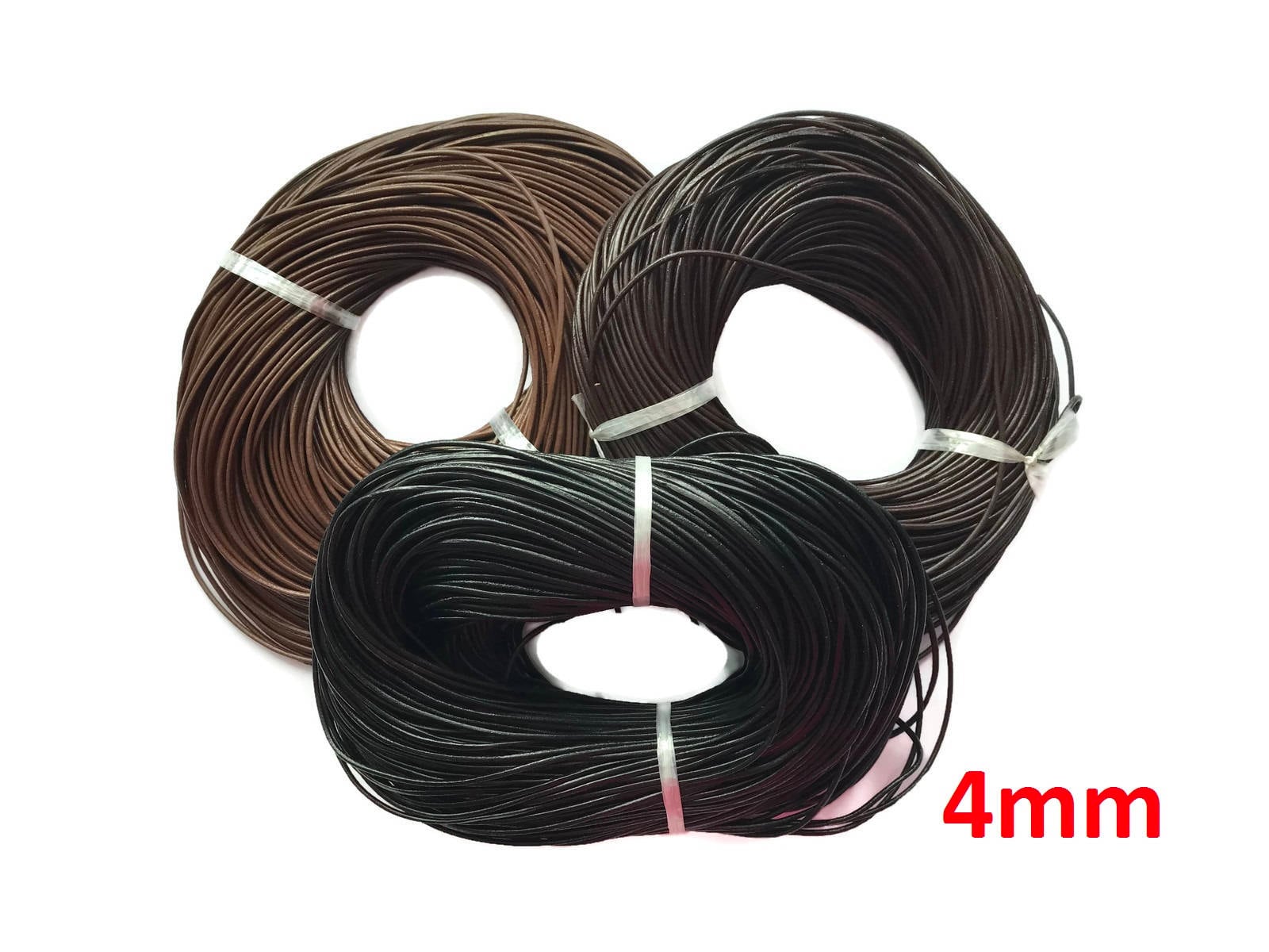 4mm Genuine Leather Cord Round Black Brown Leather P Etsy UK